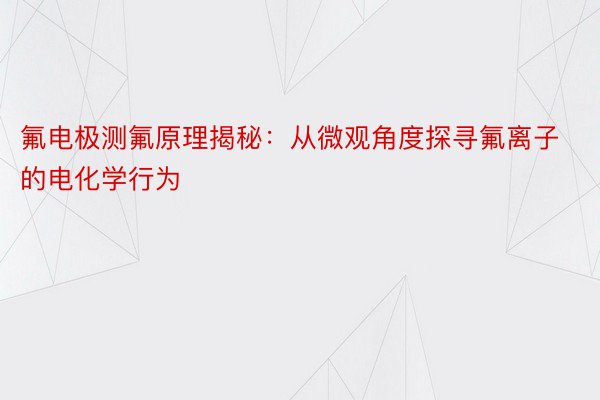 氟电极测氟原理揭秘：从微观角度探寻氟离子的电化学行为