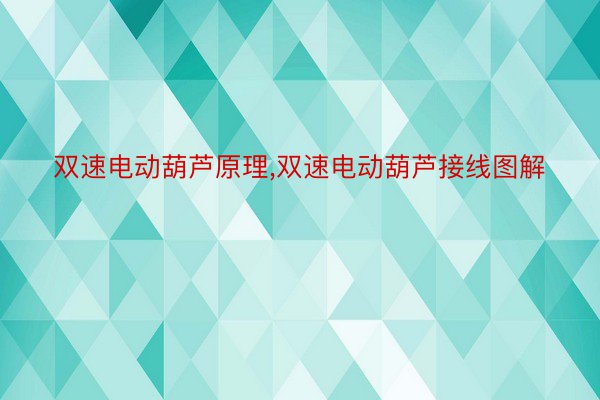 双速电动葫芦原理，双速电动葫芦接线图解